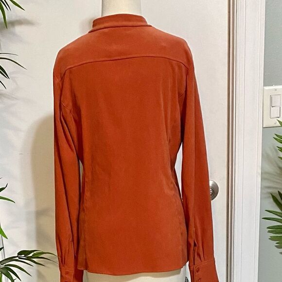 Harve Benard by Benard Holtzman Blouse Medium Burnt Orange Tailored Button Front - Picture 7 of 12